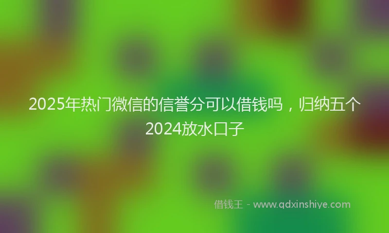 2025年热门微信的信誉分可以借钱吗，归纳五个2024放水口子