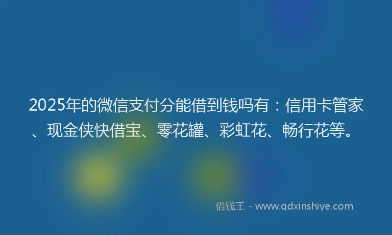 2025年的微信支付分能借到钱吗有：信用卡管家、现金侠快借宝、零花罐、彩虹花、畅行花等。