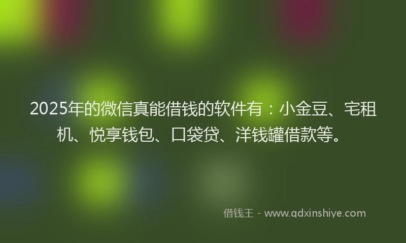 2025年的微信真能借钱的软件有：小金豆、宅租机、悦享钱包、口袋贷、洋钱罐借款等。