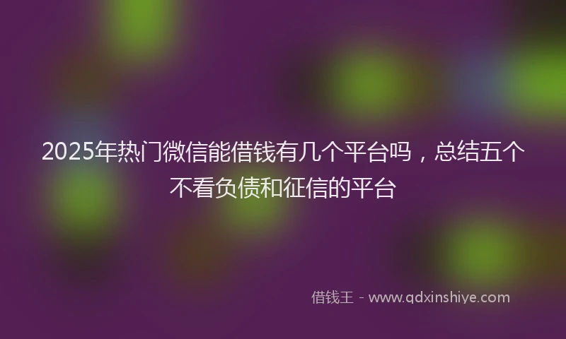 2025年热门微信能借钱有几个平台吗，总结五个不看负债和征信的平台