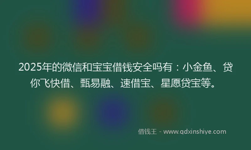 2025年的微信和宝宝借钱安全吗有：小金鱼、贷你飞快借、甄易融、速借宝、星愿贷宝等。