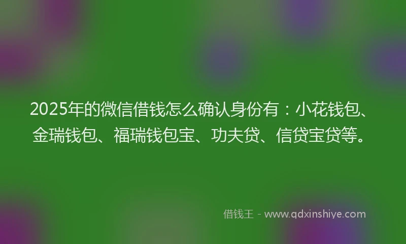 2025年的微信借钱怎么确认身份有：小花钱包、金瑞钱包、福瑞钱包宝、功夫贷、信贷宝贷等。