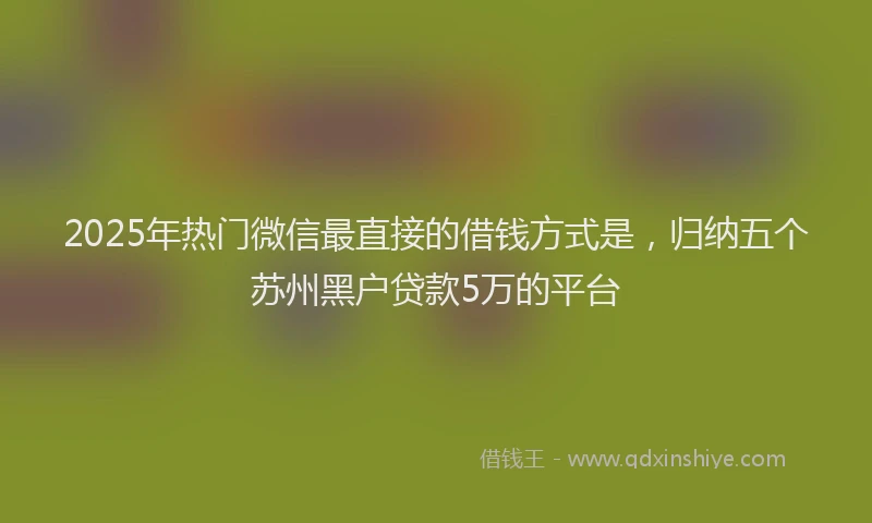 2025年热门微信最直接的借钱方式是，归纳五个苏州黑户贷款5万的平台