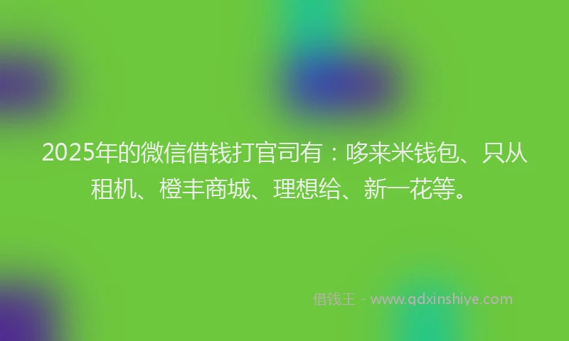 2025年的微信借钱打官司有：哆来米钱包、只从租机、橙丰商城、理想给、新一花等。