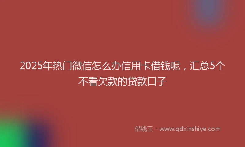 2025年热门微信怎么办信用卡借钱呢，汇总5个不看欠款的贷款口子