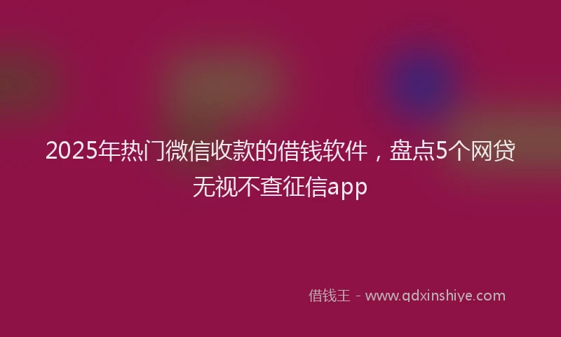 2025年热门微信收款的借钱软件，盘点5个网贷无视不查征信app