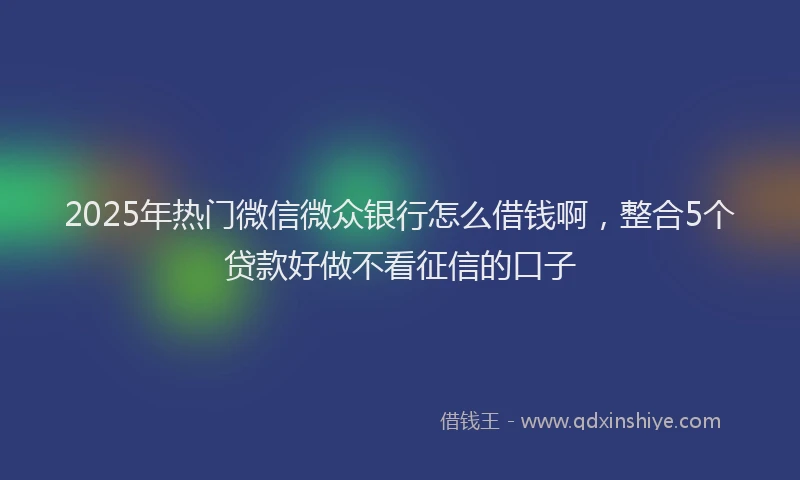 2025年热门微信微众银行怎么借钱啊，整合5个贷款好做不看征信的口子