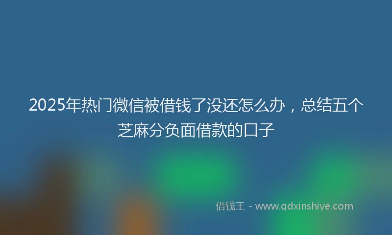2025年热门微信被借钱了没还怎么办，总结五个芝麻分负面借款的口子