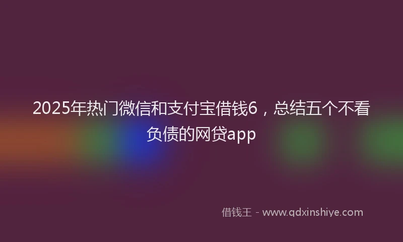 2025年热门微信和支付宝借钱6，总结五个不看负债的网贷app
