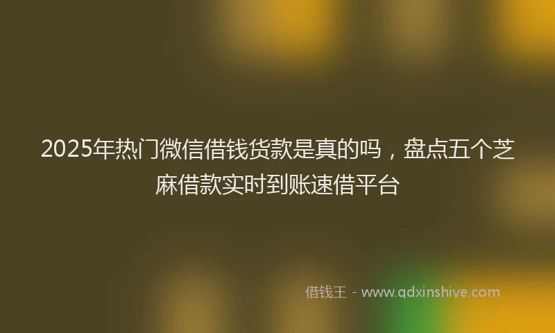 2025年热门微信借钱货款是真的吗，盘点五个芝麻借款实时到账速借平台