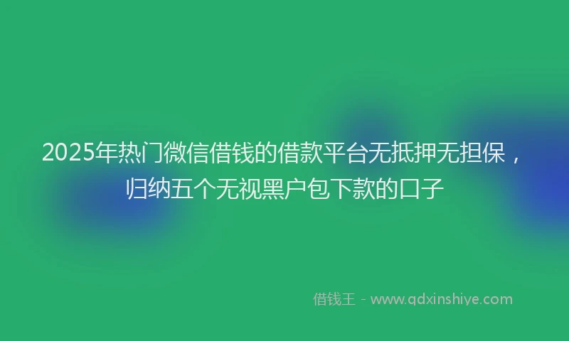 2025年热门微信借钱的借款平台无抵押无担保，归纳五个无视黑户包下款的口子
