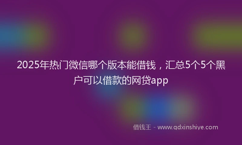 2025年热门微信哪个版本能借钱，汇总5个5个黑户可以借款的网贷app