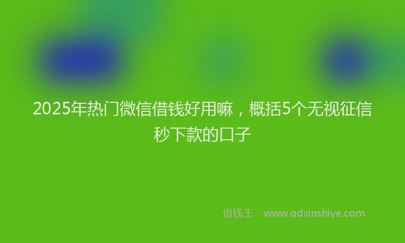 2025年热门微信借钱好用嘛，概括5个无视征信秒下款的口子