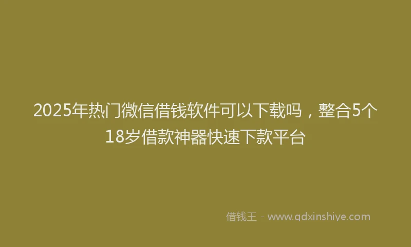 2025年热门微信借钱软件可以下载吗，整合5个18岁借款神器快速下款平台