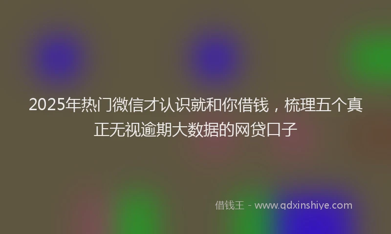 2025年热门微信才认识就和你借钱，梳理五个真正无视逾期大数据的网贷口子