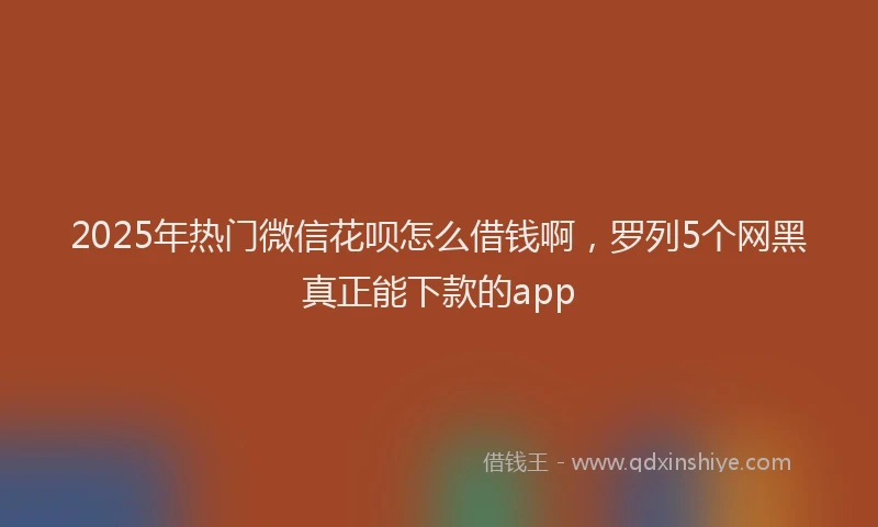 2025年热门微信花呗怎么借钱啊，罗列5个网黑真正能下款的app