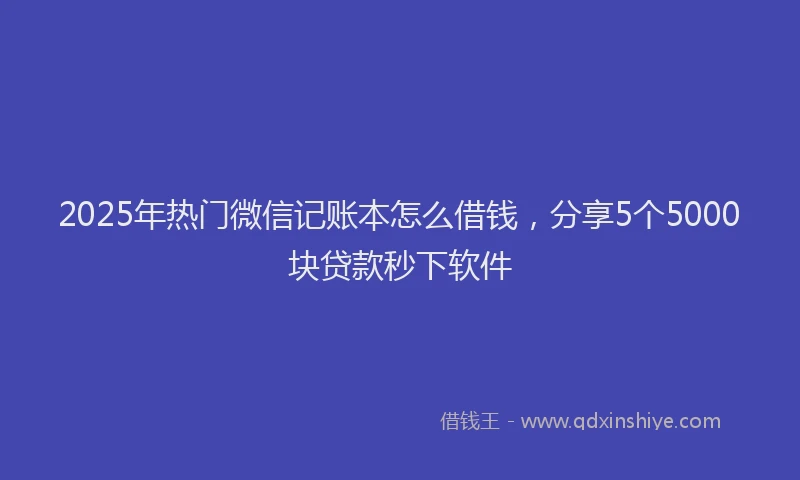 2025年热门微信记账本怎么借钱，分享5个5000块贷款秒下软件