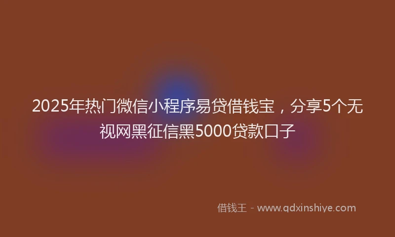 2025年热门微信小程序易贷借钱宝，分享5个无视网黑征信黑5000贷款口子