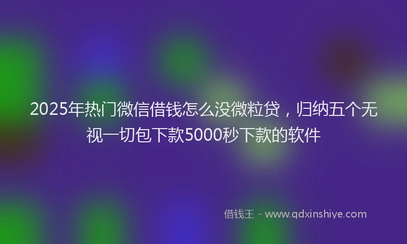 2025年热门微信借钱怎么没微粒贷，归纳五个无视一切包下款5000秒下款的软件