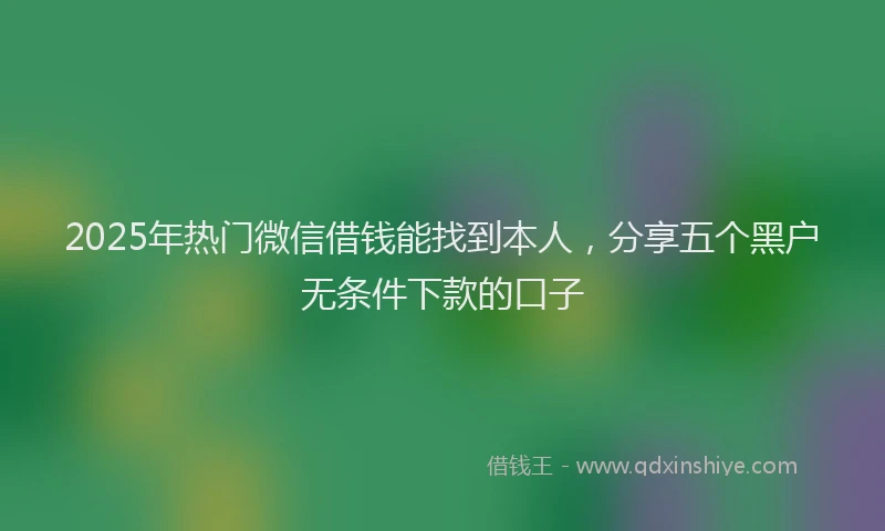 2025年热门微信借钱能找到本人，分享五个黑户无条件下款的口子