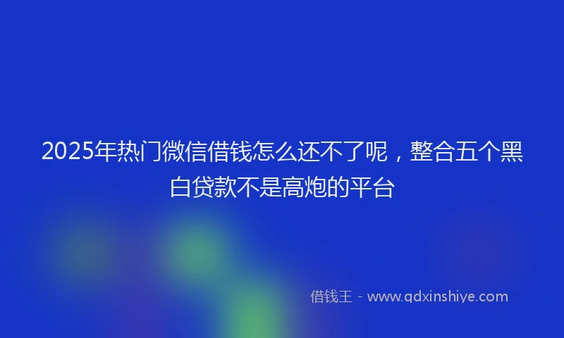 2025年热门微信借钱怎么还不了呢，整合五个黑白贷款不是高炮的平台