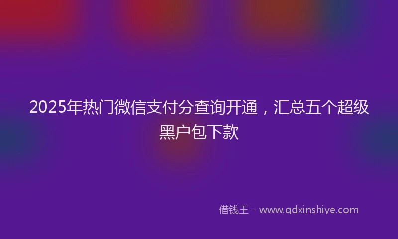 2025年热门微信支付分查询开通，汇总五个超级黑户包下款