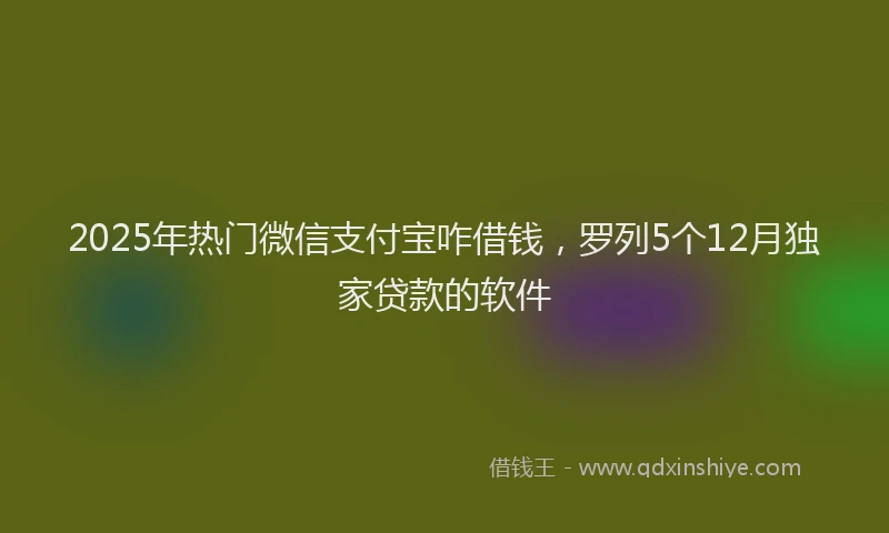 2025年热门微信支付宝咋借钱，罗列5个12月独家贷款的软件
