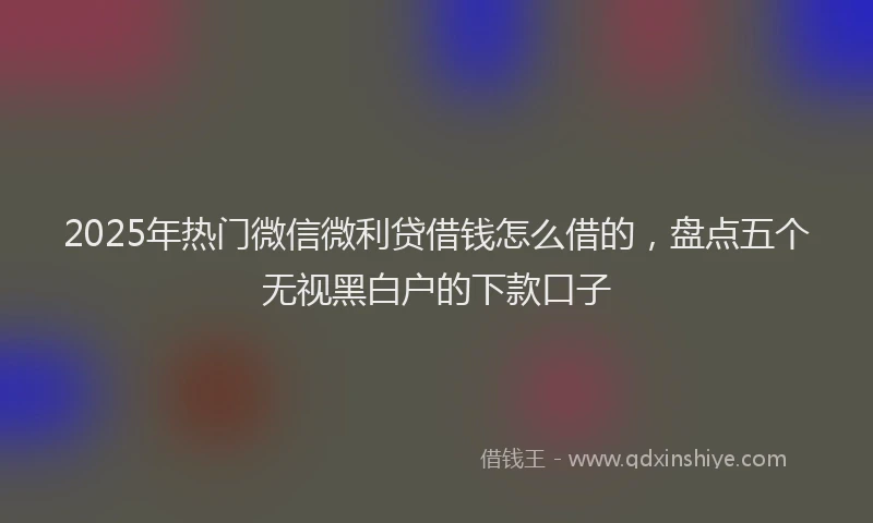 2025年热门微信微利贷借钱怎么借的，盘点五个无视黑白户的下款口子
