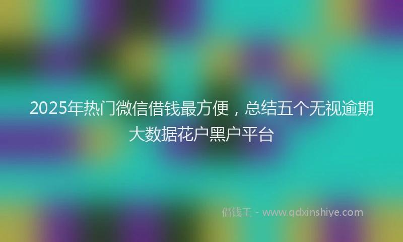 2025年热门微信借钱最方便，总结五个无视逾期大数据花户黑户平台