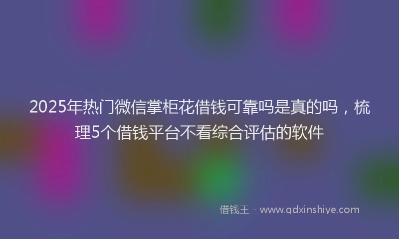 2025年热门微信掌柜花借钱可靠吗是真的吗，梳理5个借钱平台不看综合评估的软件