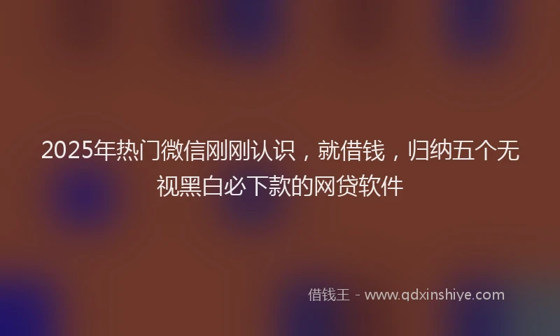 2025年热门微信刚刚认识，就借钱，归纳五个无视黑白必下款的网贷软件