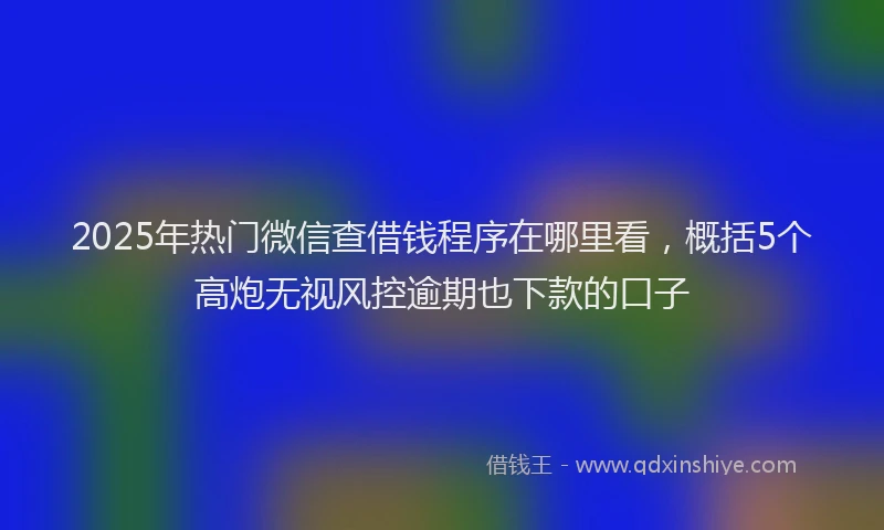2025年热门微信查借钱程序在哪里看，概括5个高炮无视风控逾期也下款的口子