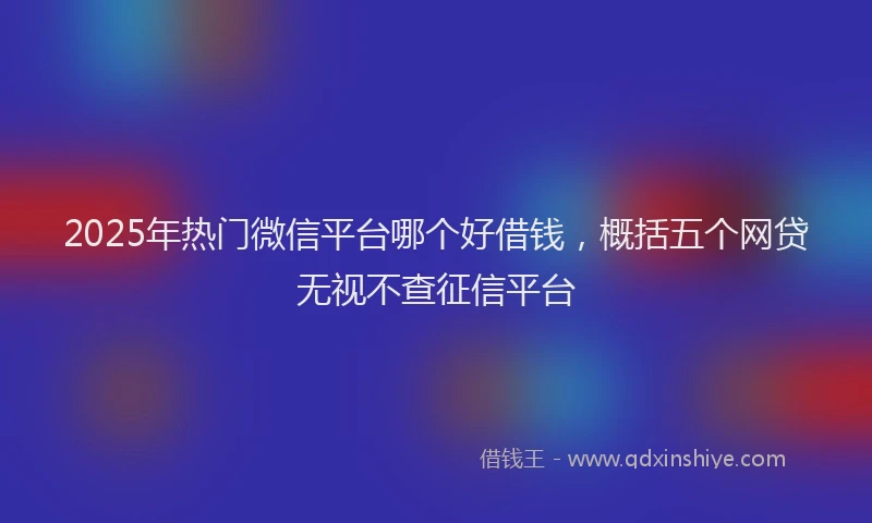 2025年热门微信平台哪个好借钱，概括五个网贷无视不查征信平台