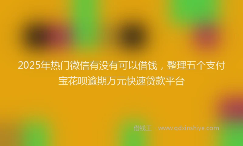 2025年热门微信有没有可以借钱，整理五个支付宝花呗逾期万元快速贷款平台