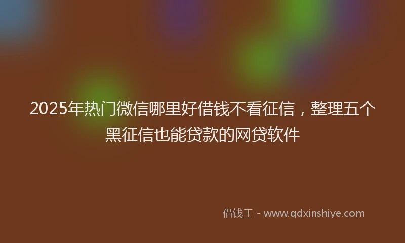 2025年热门微信哪里好借钱不看征信，整理五个黑征信也能贷款的网贷软件