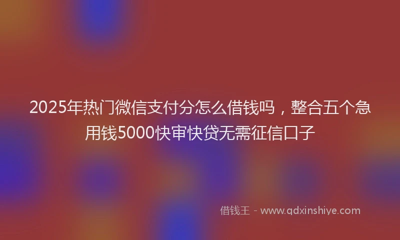 2025年热门微信支付分怎么借钱吗，整合五个急用钱5000快审快贷无需征信口子