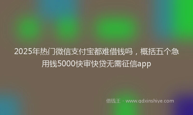2025年热门微信支付宝都难借钱吗，概括五个急用钱5000快审快贷无需征信app