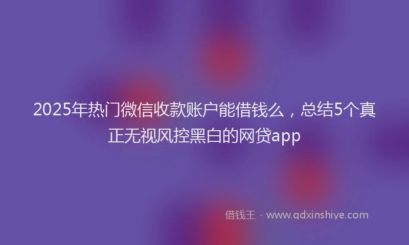 2025年热门微信收款账户能借钱么，总结5个真正无视风控黑白的网贷app