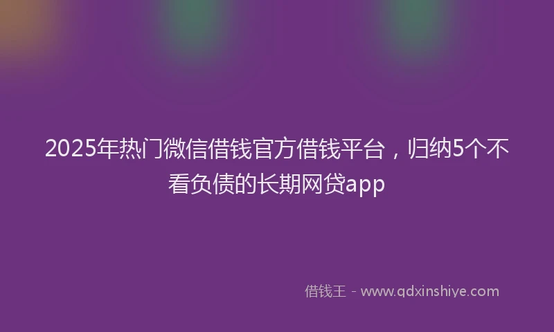 2025年热门微信借钱官方借钱平台，归纳5个不看负债的长期网贷app