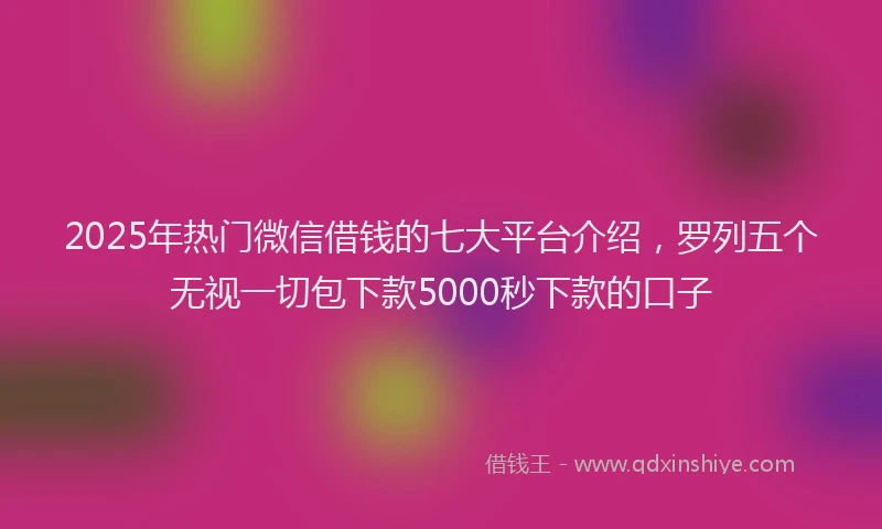 2025年热门微信借钱的七大平台介绍，罗列五个无视一切包下款5000秒下款的口子