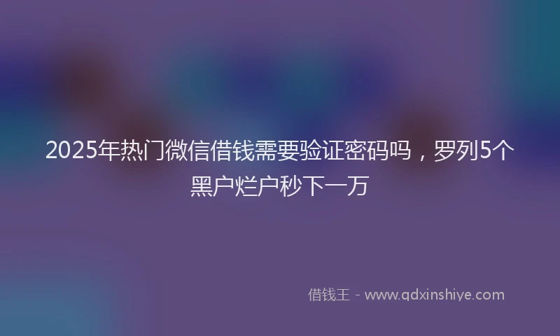 2025年热门微信借钱需要验证密码吗，罗列5个黑户烂户秒下一万
