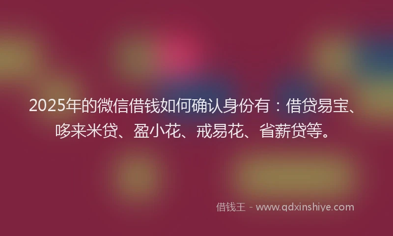 2025年的微信借钱如何确认身份有：借贷易宝、哆来米贷、盈小花、戒易花、省薪贷等。