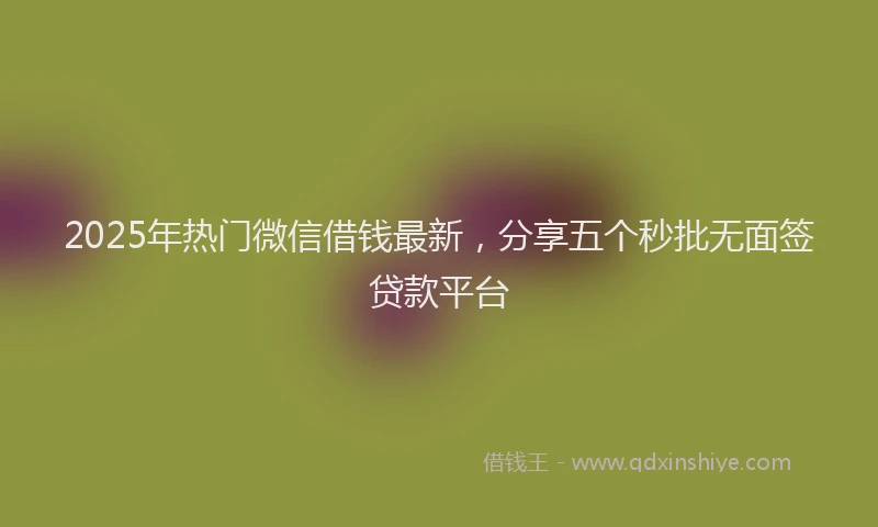2025年热门微信借钱最新，分享五个秒批无面签贷款平台