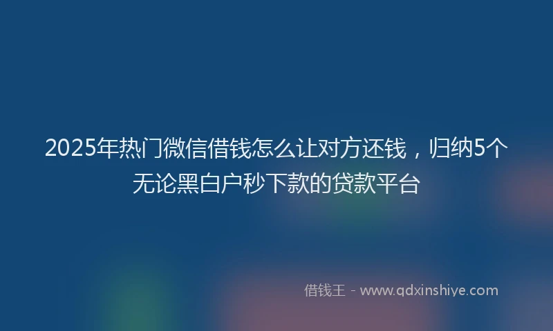 2025年热门微信借钱怎么让对方还钱，归纳5个无论黑白户秒下款的贷款平台
