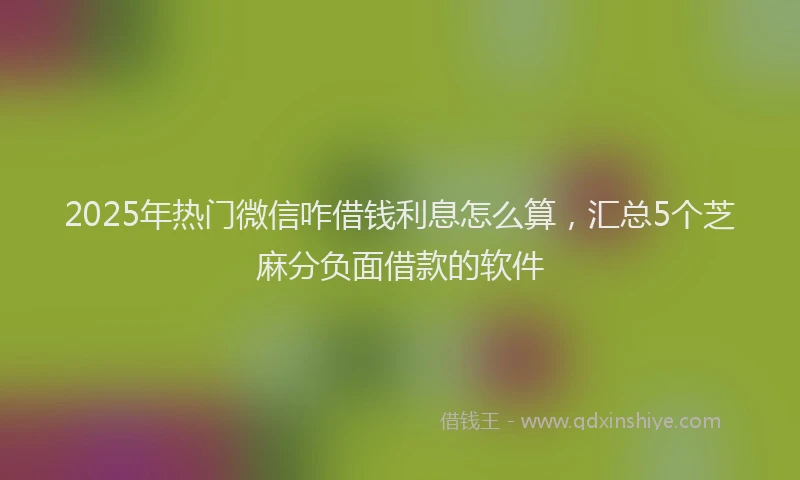 2025年热门微信咋借钱利息怎么算，汇总5个芝麻分负面借款的软件