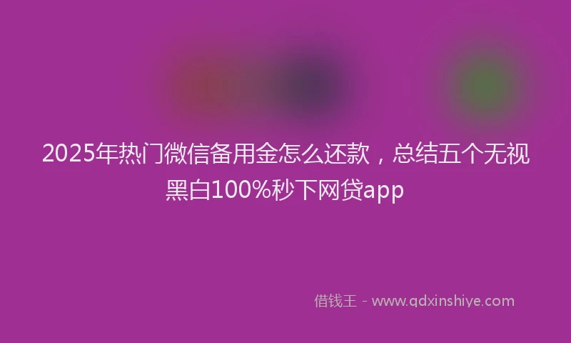2025年热门微信备用金怎么还款，总结五个无视黑白100%秒下网贷app