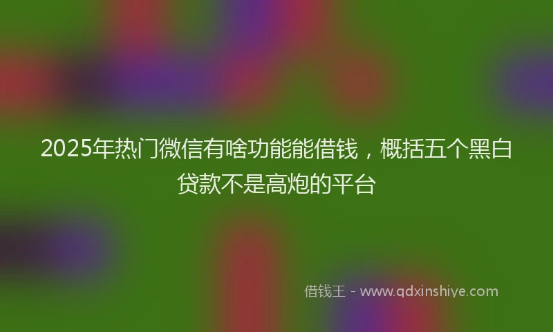 2025年热门微信有啥功能能借钱，概括五个黑白贷款不是高炮的平台