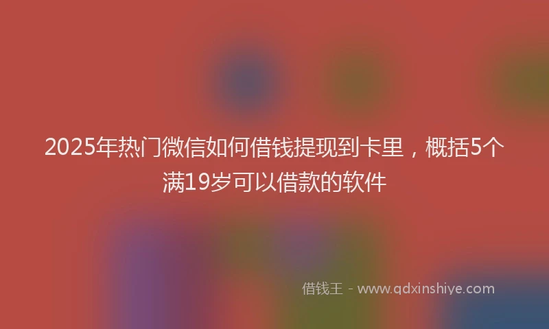 2025年热门微信如何借钱提现到卡里，概括5个满19岁可以借款的软件