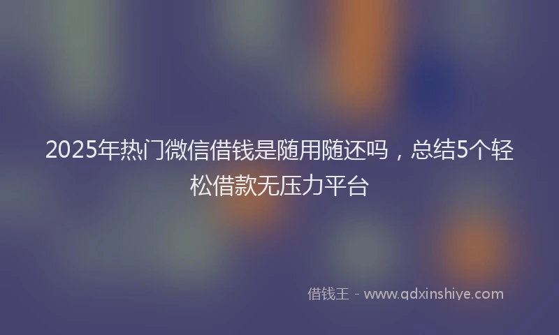 2025年热门微信借钱是随用随还吗，总结5个轻松借款无压力平台