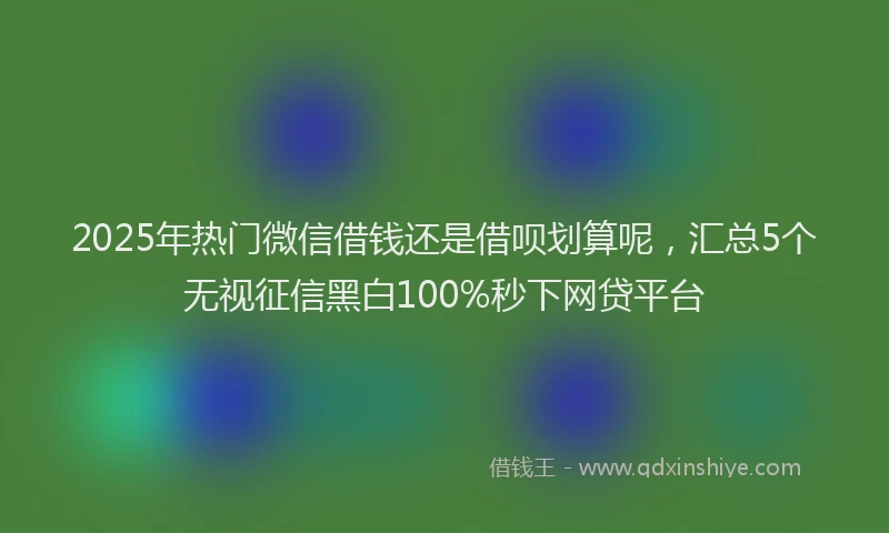 2025年热门微信借钱还是借呗划算呢，汇总5个无视征信黑白100%秒下网贷平台